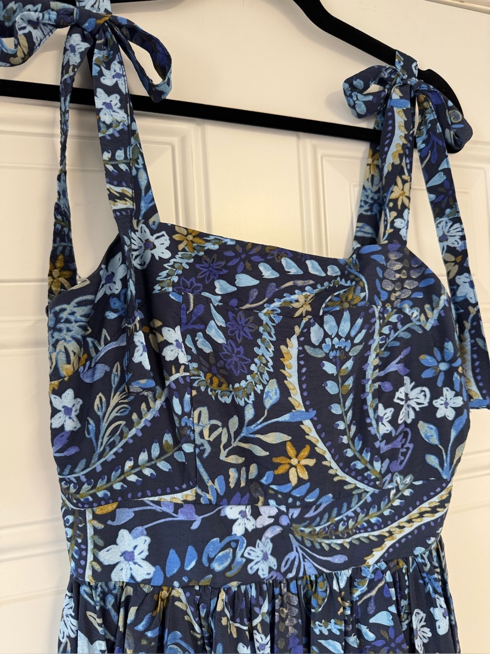 Rachel Zoe Navy and Light Blue Floral Maxi Dress Tie Strap Sleeveless small NWOT